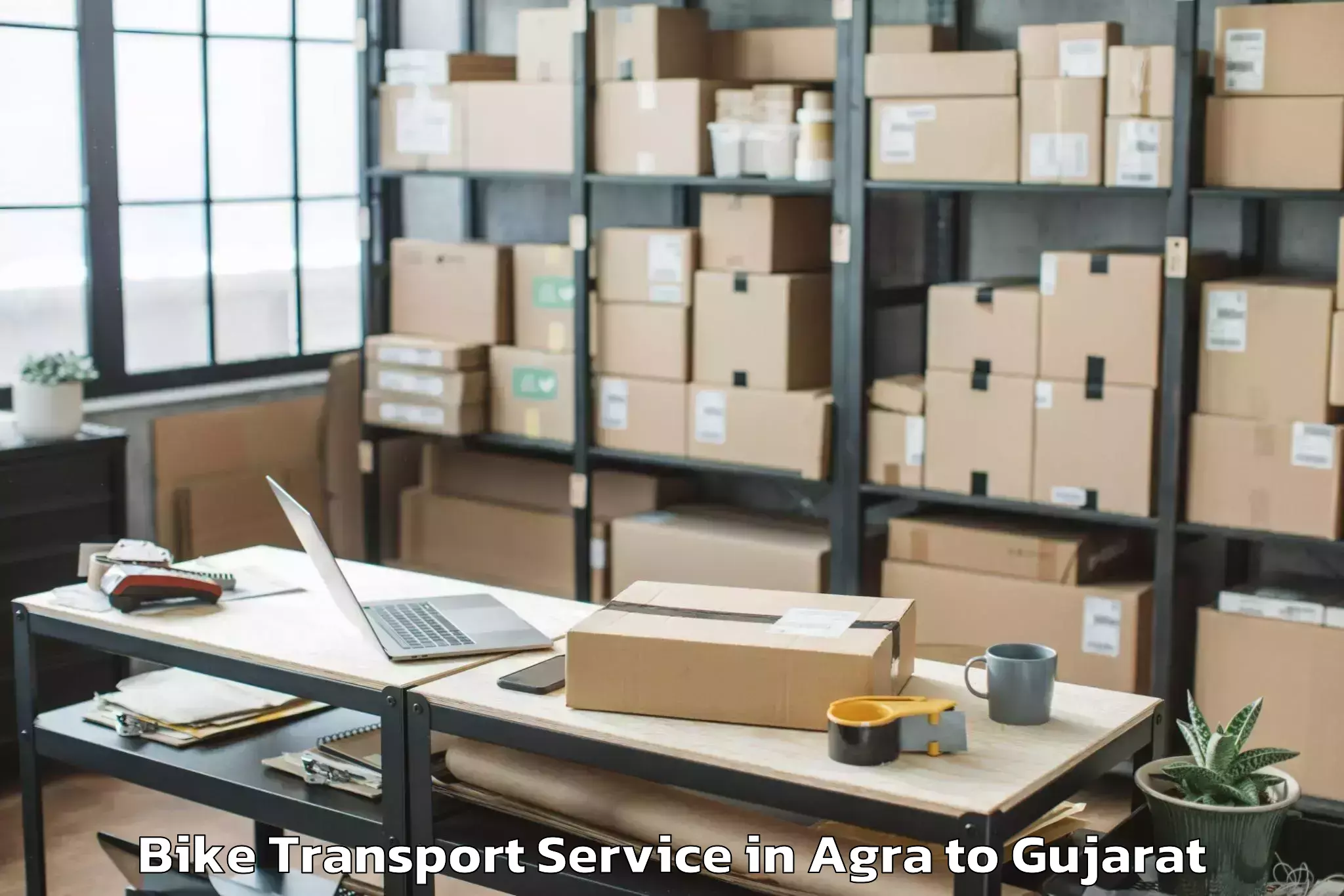 Affordable Agra to Gujarat University Of Transpla Bike Transport